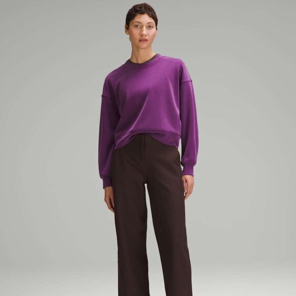 Softstreme Perfectly Oversized Cropped Crewneck Sweatshirt in Dramatic Magenta - Picture 3 of 4